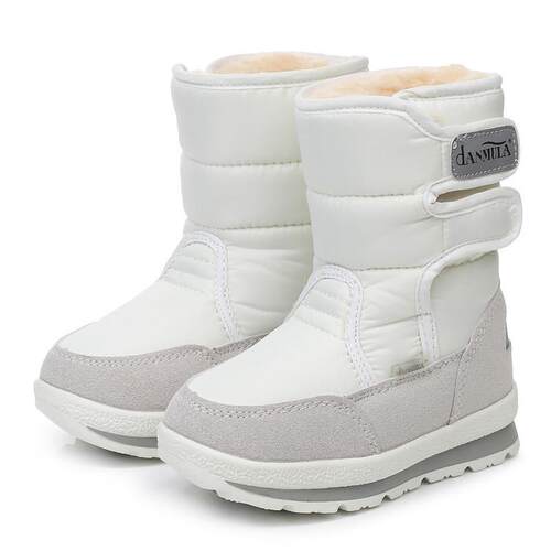 亲子儿童冬季雪地靴女童羊毛靴中筒防水防滑加绒加厚保暖大棉靴子