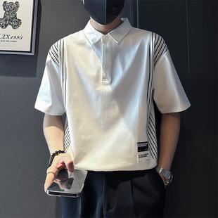 夏季 短袖 男款 男士 polo衫 冰丝潮牌痞帅高级感修身 t恤2025新款 半袖