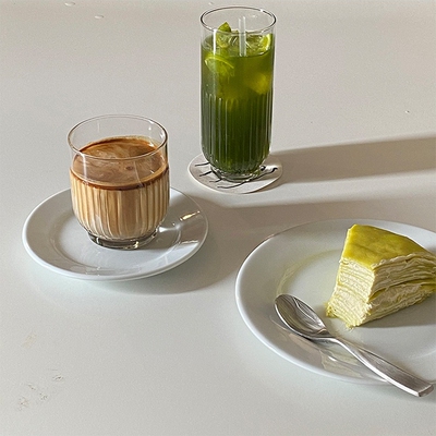 复古玻璃杯饮料杯牛奶杯杯子透明啤酒杯圆形水杯果汁冰茶杯奶茶杯