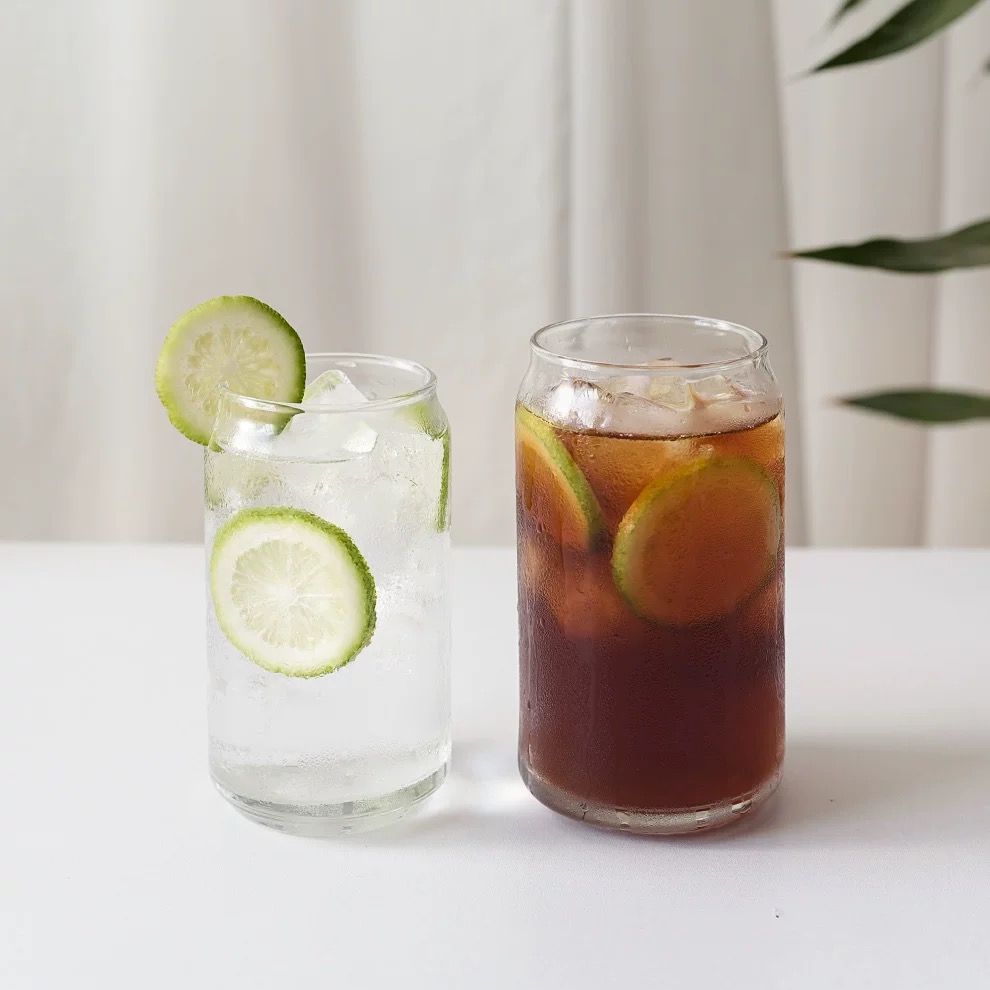 利比玻璃易拉罐可乐杯冷饮杯 网红ins气泡水杯果汁杯冰美式咖啡杯
