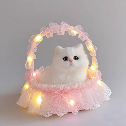 会叫的篮子小猫咪3-6岁儿童玩具仿真小兔子毛绒动物摆件生日礼物