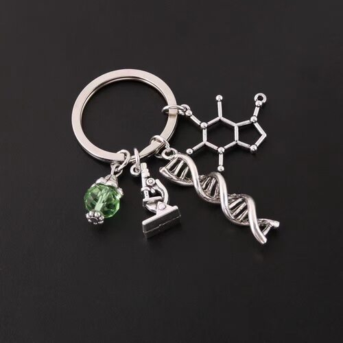 开学季 生物化学仪器钥匙圈显微镜烧瓶DNA结构多组合吊坠挂件钥匙