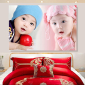 男女宝宝海报龙凤双胞胎照片婚房婴儿图孕妇胎教墙贴年画送子观音