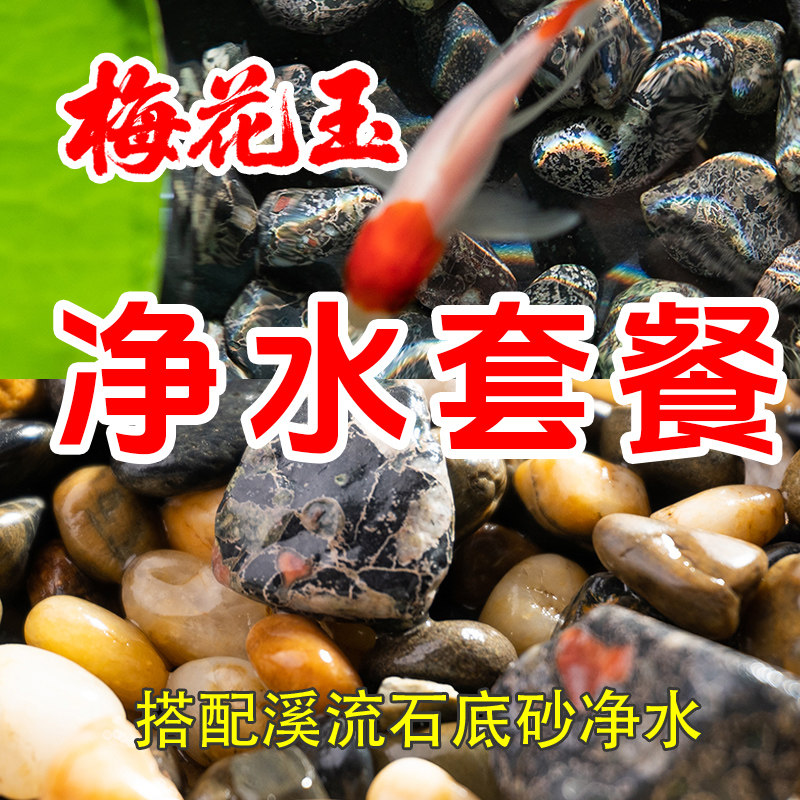 净水套餐天然净水鱼缸造景安山岩汝石梅花玉鱼缸石造景石鱼缸开缸