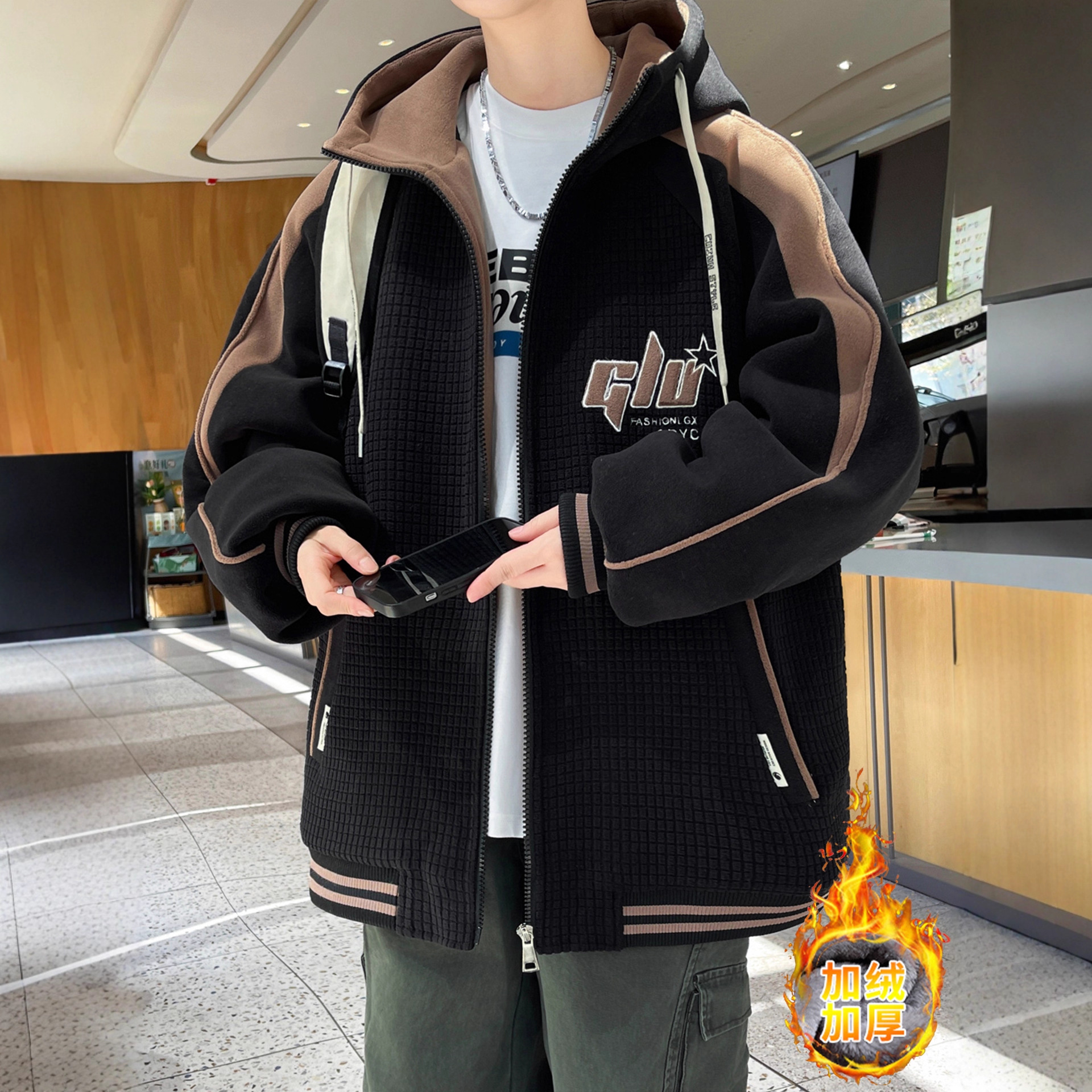 香港撤柜冬季新款棉衣外套男孩青少年学生加绒加厚大童棒球服夹克