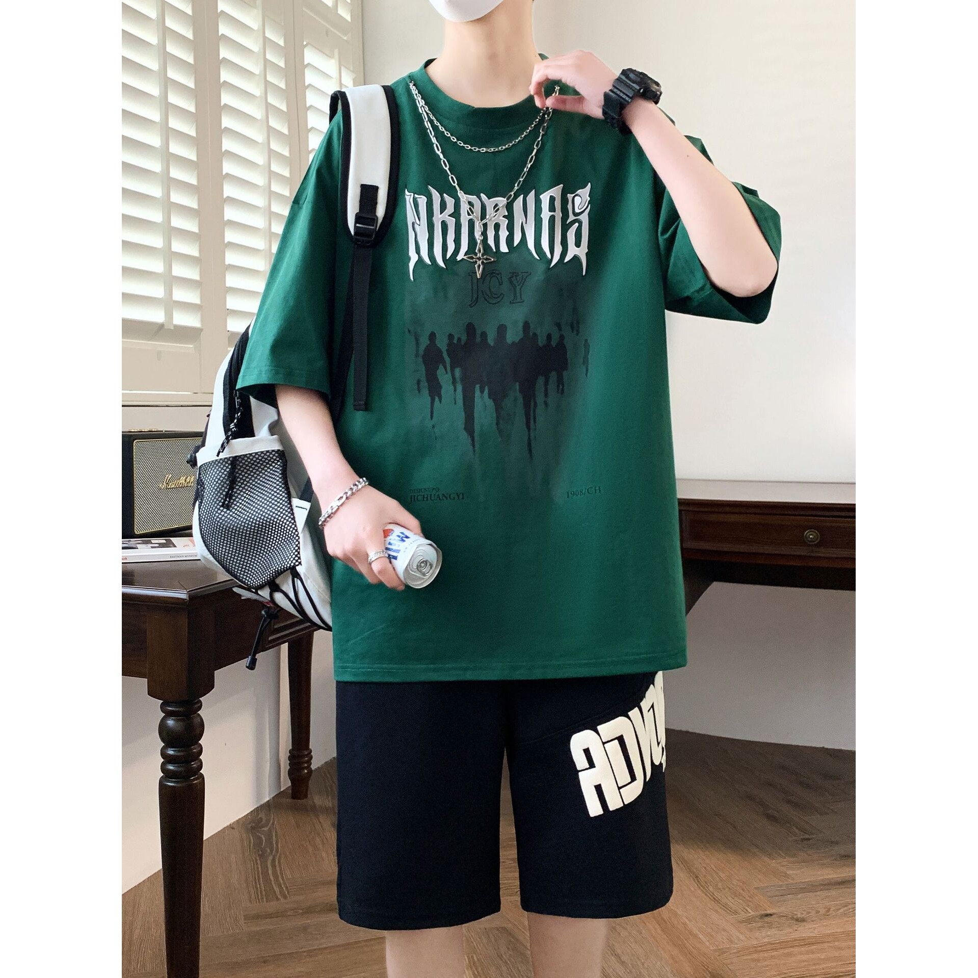 德国青少年夏季运动套装-岁胖男孩衣服初中学生短袖t恤夏装