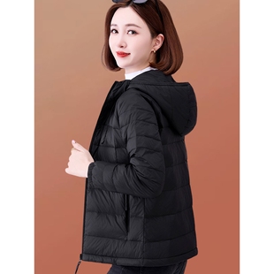 欧洲站短款排骨轻薄羽绒服女士白鸭绒连帽黑色保暖外套新款小个子