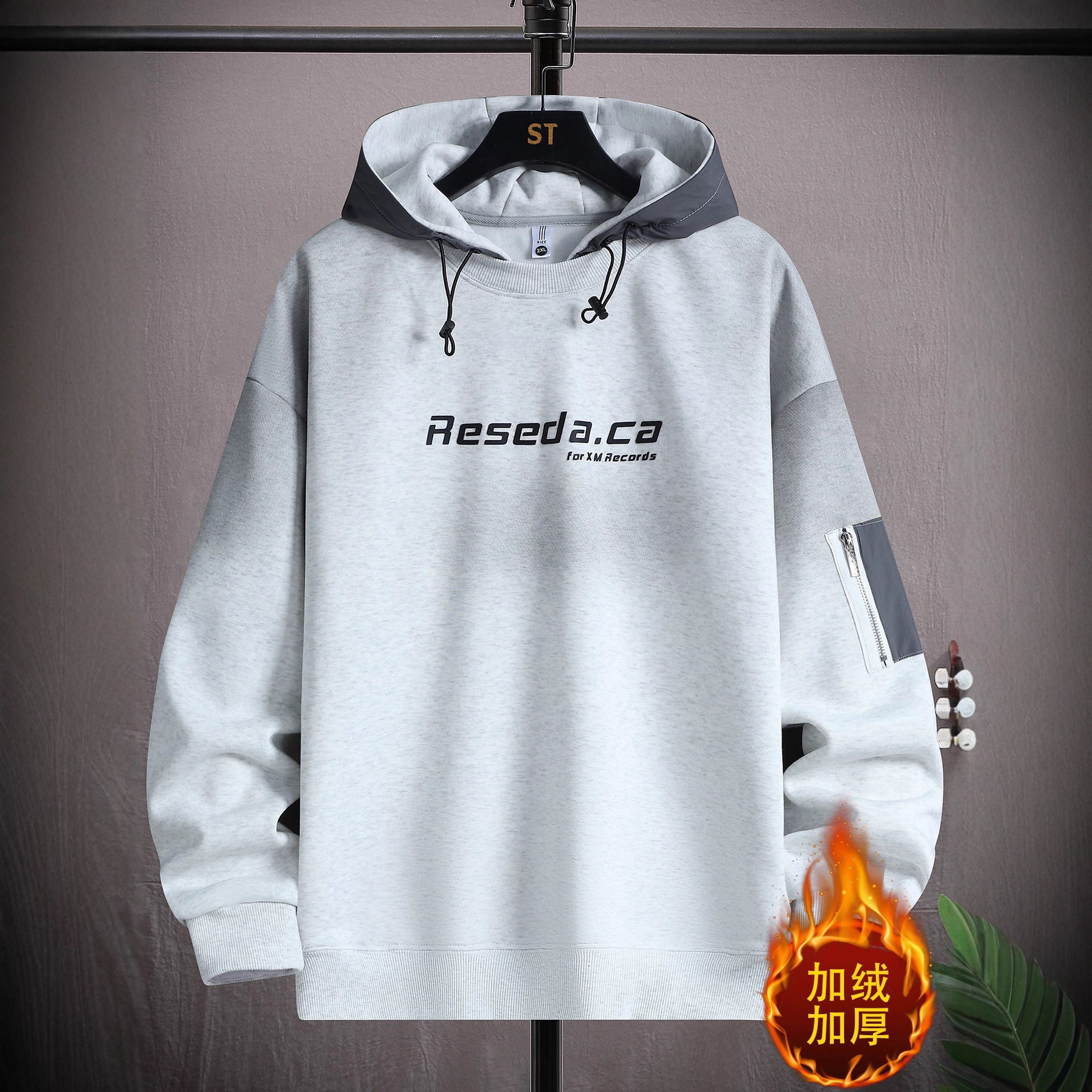 德国冬季加绒加厚卫衣男孩初中高中学生连帽外套青少年帅气大童上