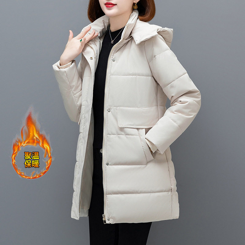 欧洲站中长款棉衣外套女式冬新款中年妈妈加厚保暖棉服时尚棉袄