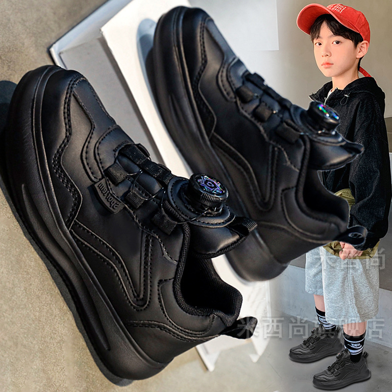 今年新品男童黑色小皮鞋季新款儿童鞋子中大童软底学生男孩运动板
