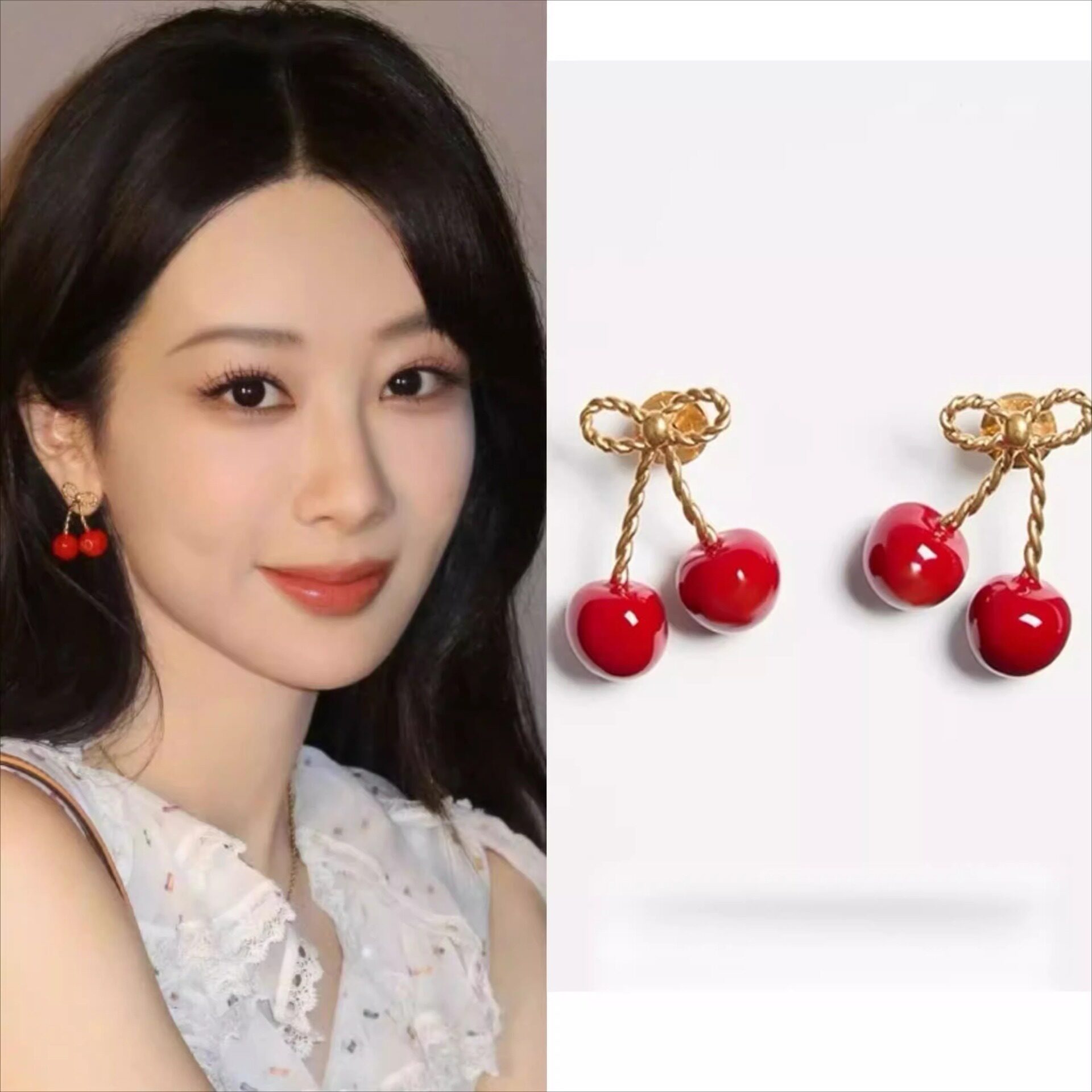 撤柜甜美樱桃车厘子耳坠耳环女简约时尚个性气质优雅耳钉小众设计
