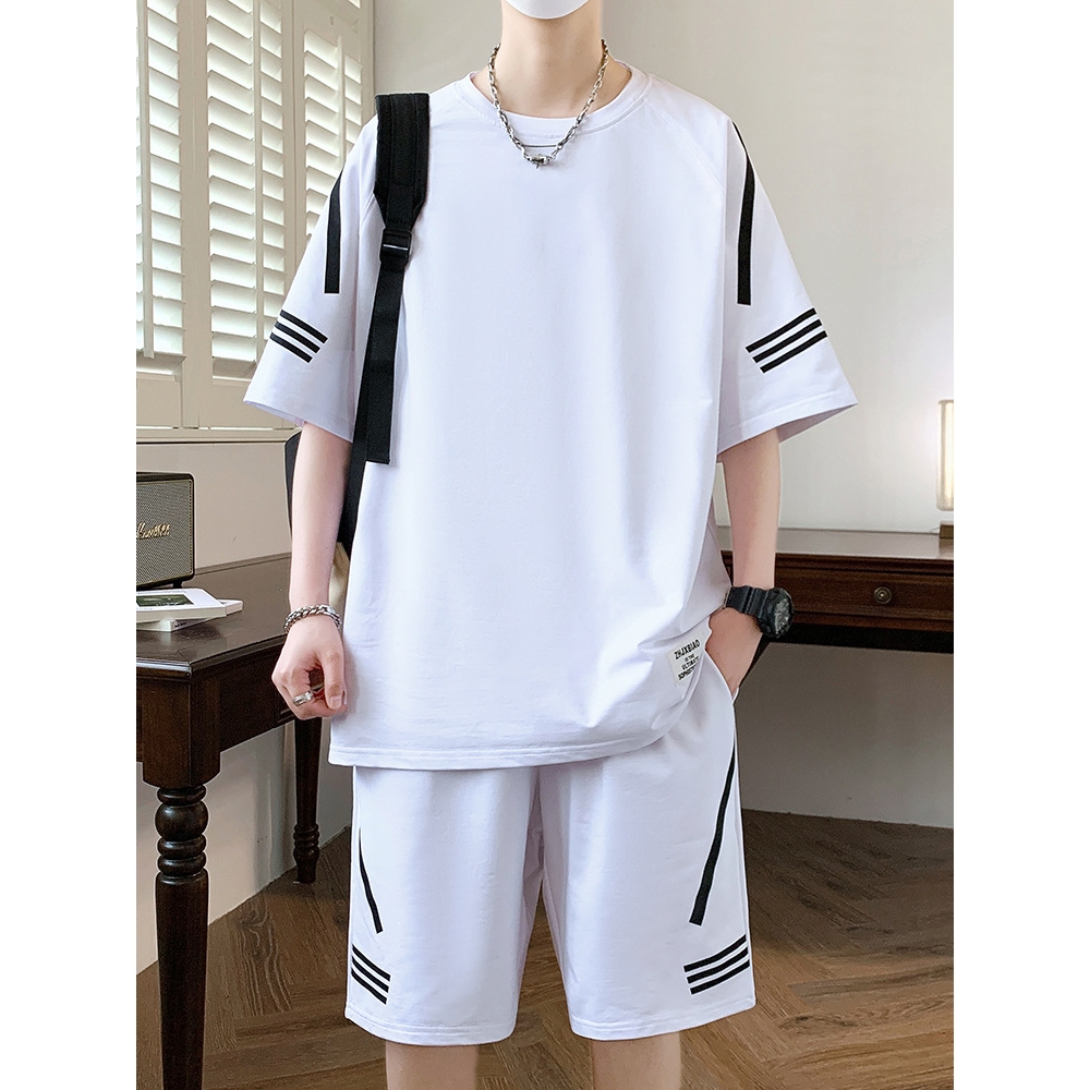 新品折扣青少年夏季运动套装男孩12-15岁高初中学生13短袖t恤大童