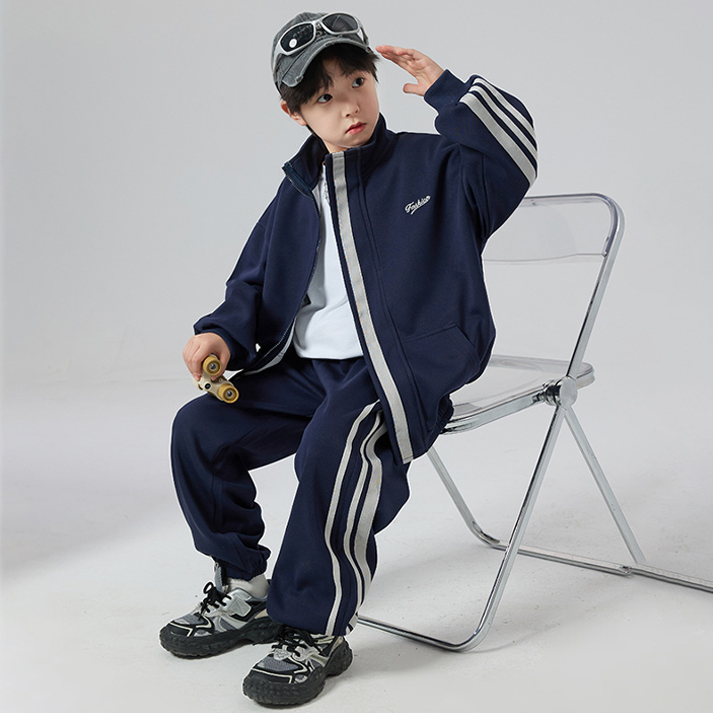 流行新品男童装套装新款中大童季男孩款儿童针织运动衣服潮牌