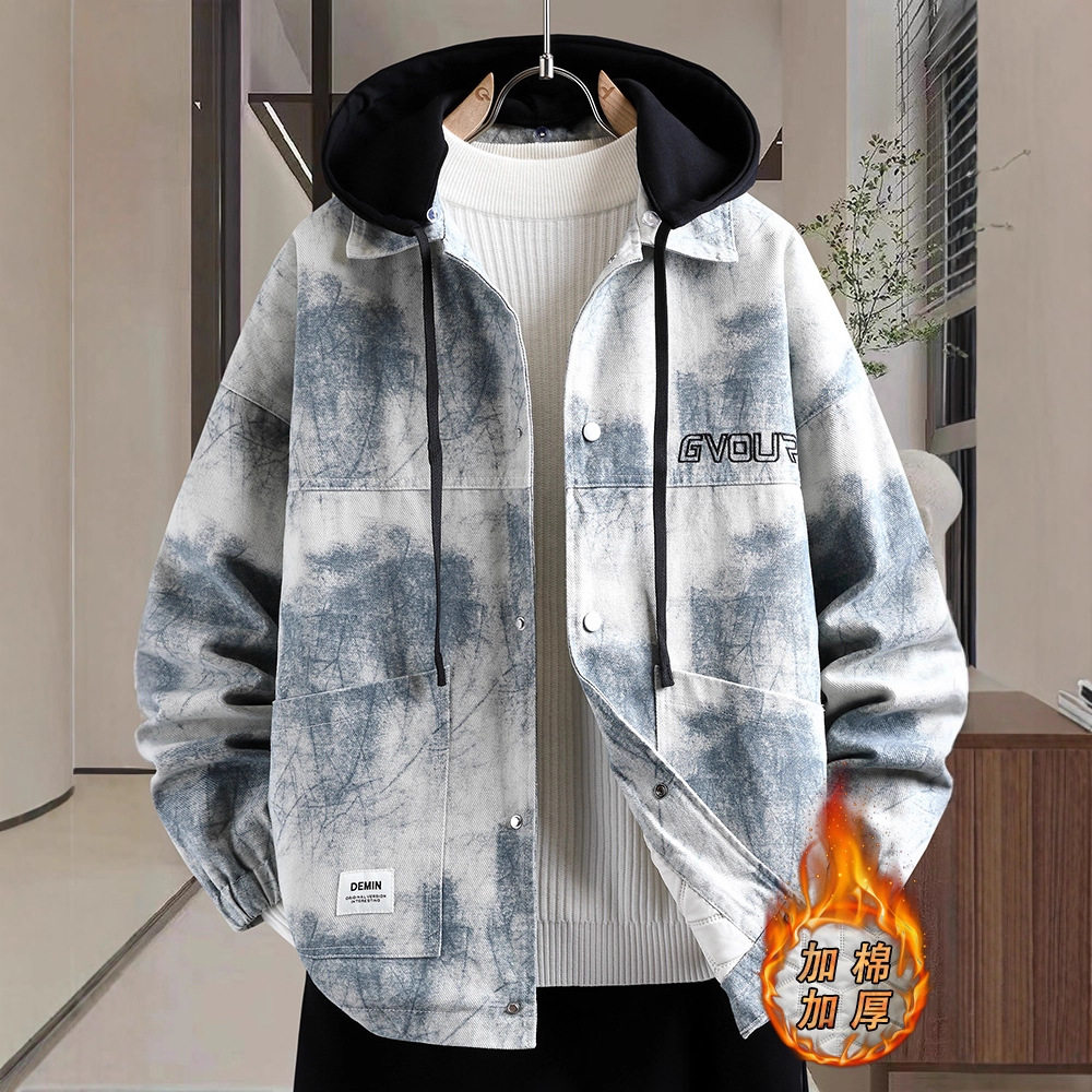 德国牛仔外套男生冬季新款学生加棉加厚夹克青少年上衣服男装士潮