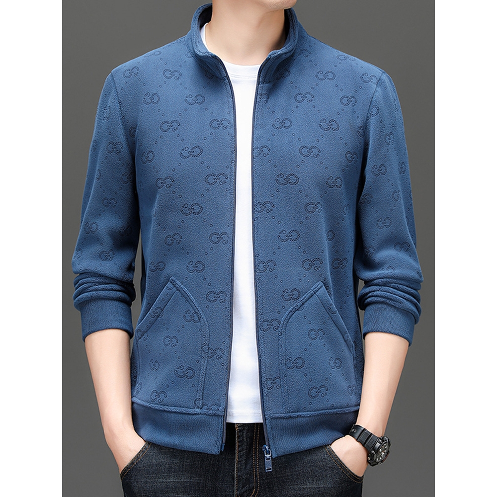 甄选时尚冬新款男士奥粒绒卫衣开衫双面摇粒绒夹克加厚保暖立领外