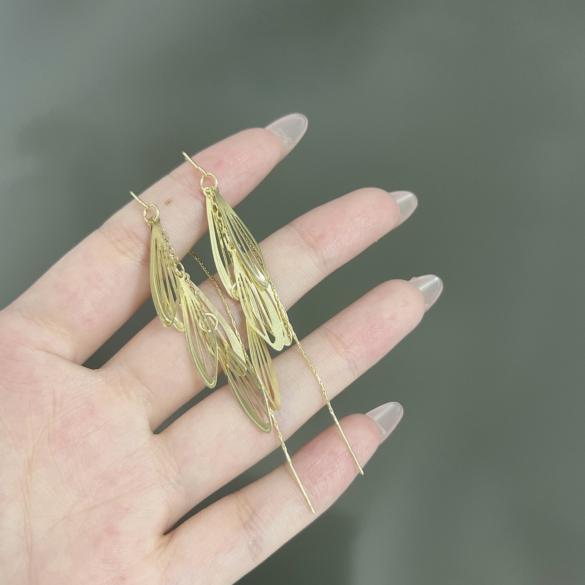 撤柜韩式轻奢长款翅膀流苏耳线设计感优雅名媛风个性潮流气质百搭