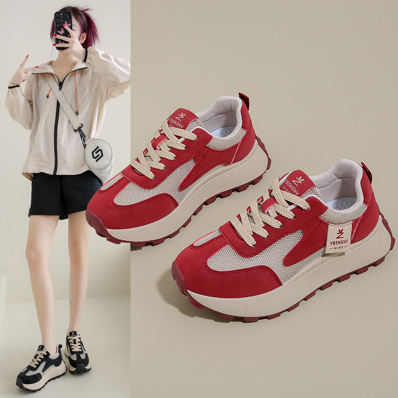 香港撤柜厚底透网运动休闲鞋女季新款轻便老爹鞋百搭学生跑步鞋F