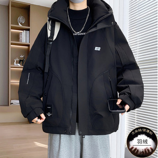 欧洲站冬季新款青少年羽绒服男孩初中高中学生潮牌冲锋衣大童白鸭