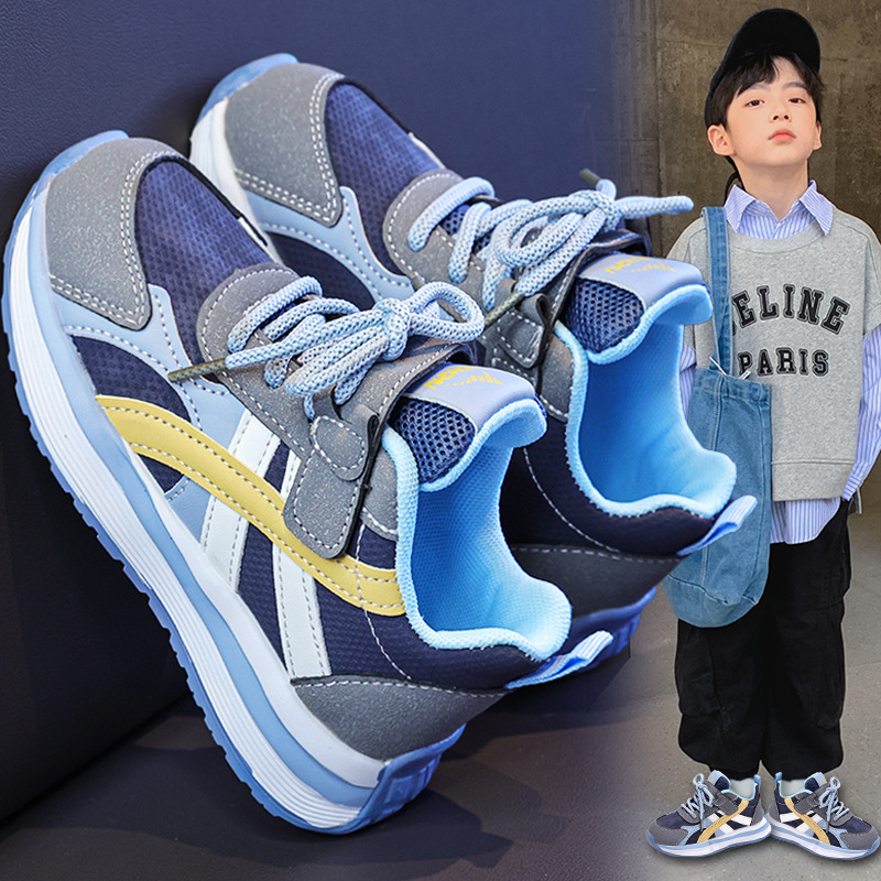 今年新品男童鞋运动鞋季新款儿童皮面防滑老爹鞋中大童男孩痞帅炸