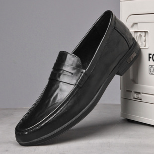 欧洲站男鞋季新品男士时尚潮搭一脚蹬驾车鞋高级感英伦风休闲皮鞋