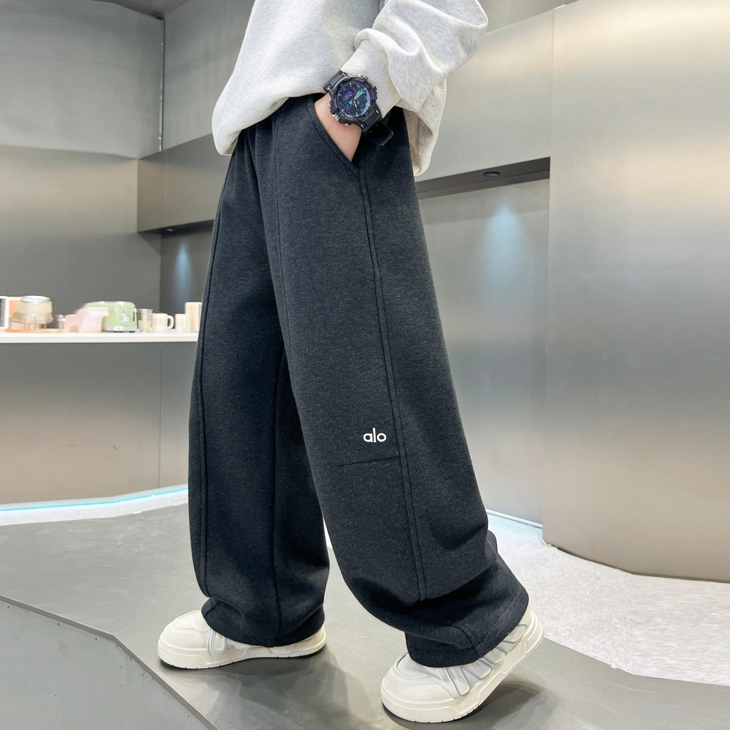 德国儿童装男童冬季一体加绒裤子新款大童冬款男孩加厚运动卫裤