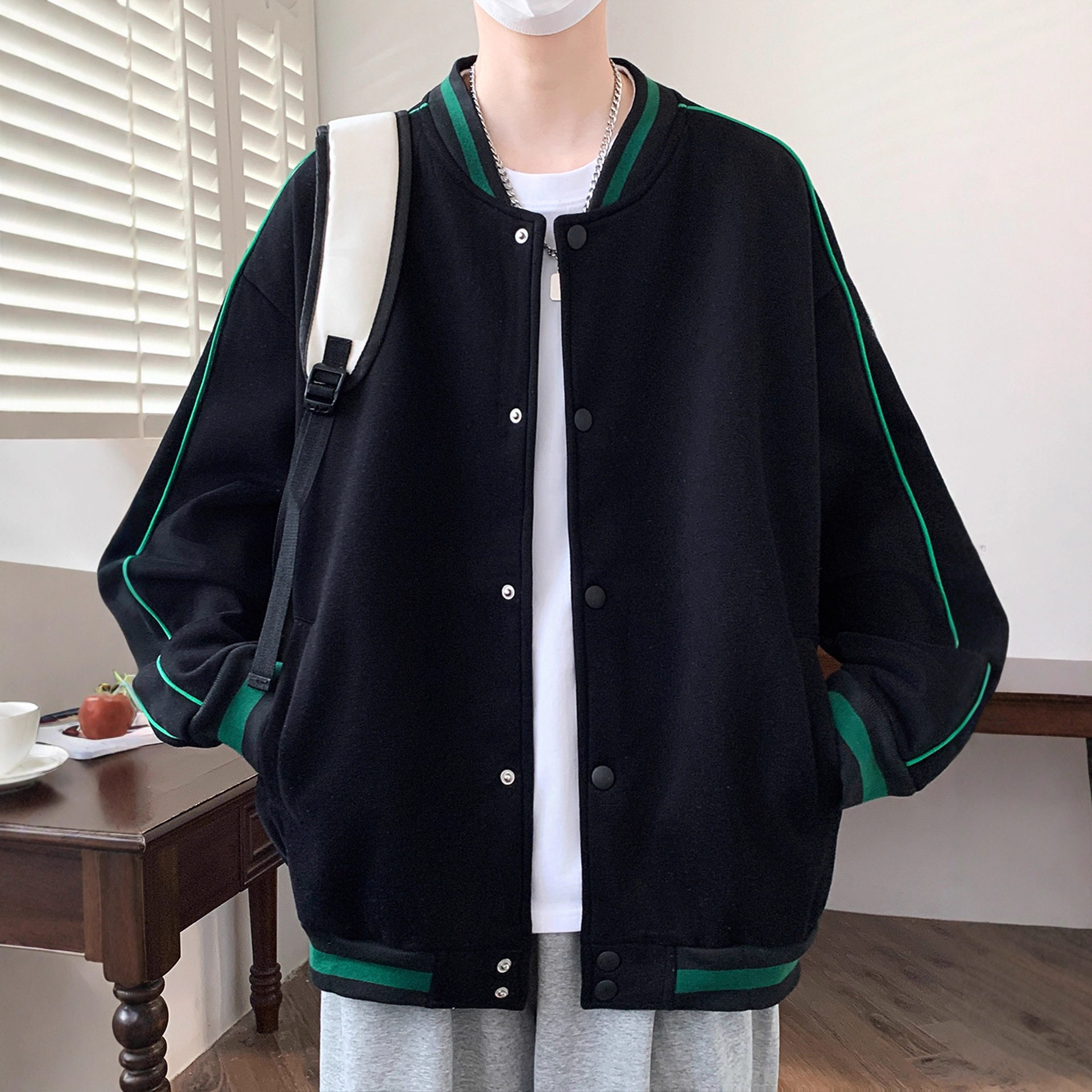 欧洲站季棒球服外套男初中高中学生帅气开衫青少年大童男装夹克上