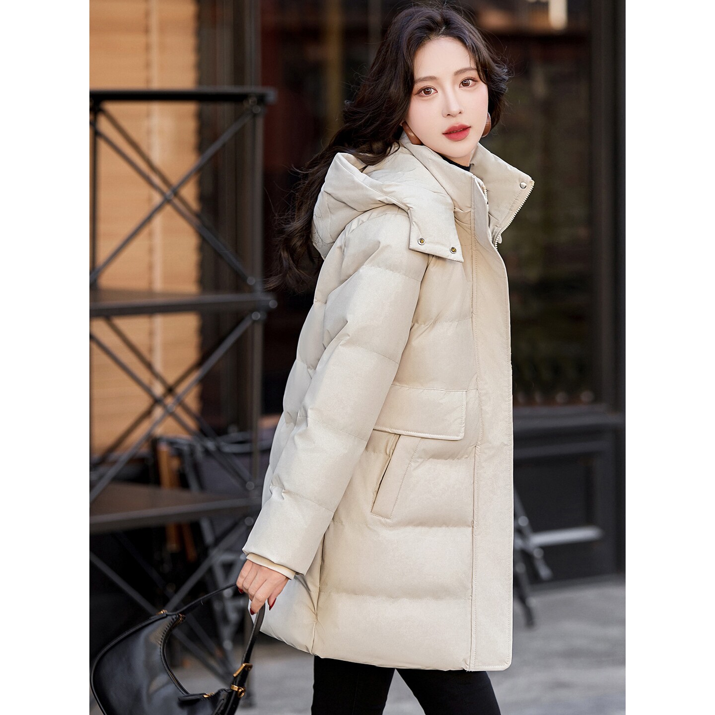 欧洲站中长款加厚羽绒棉服女款冬季新款时尚防寒服妈妈棉衣棉袄外