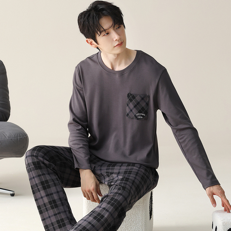 潮牌新款季睡衣男士男生长袖长裤可外穿男款休闲大码家居服套装