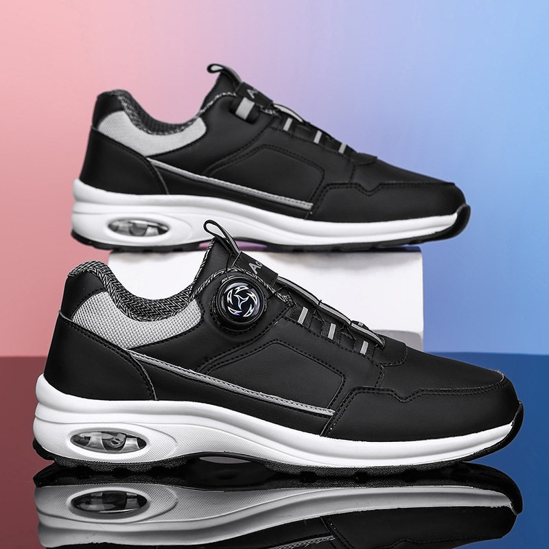 欧洲站男鞋冬季新款防水防滑登山运动气垫休闲旋转纽扣懒人老爹潮