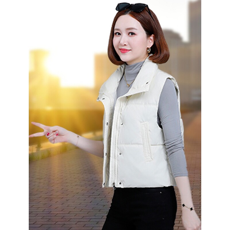 欧洲站羽绒棉马甲女士新款冬季时尚外穿小个子背心马夹短款坎肩外