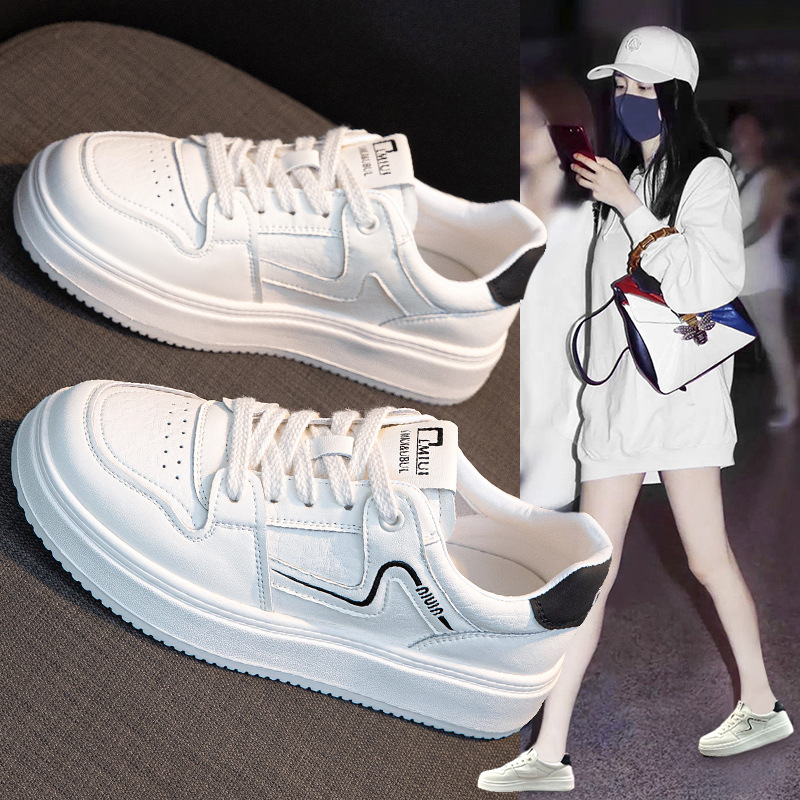 撤柜断码真皮小白鞋女季新款透气休闲小码女鞋百搭厚底增高运动板