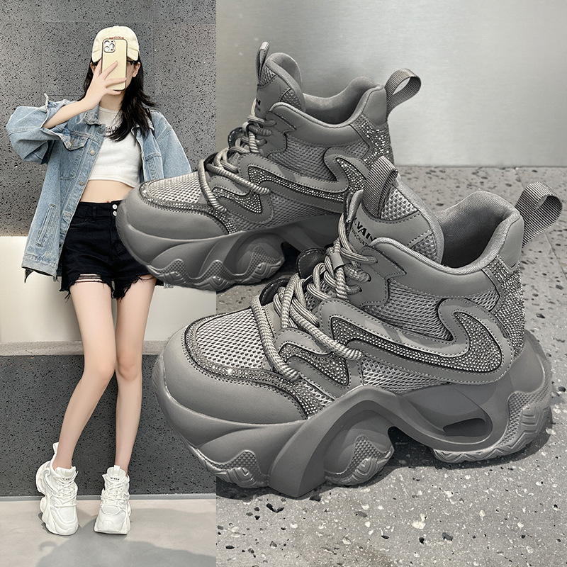 时尚优选高帮潮流时尚老爹鞋女冬新款百搭爆款厚底小个子运动休闲
