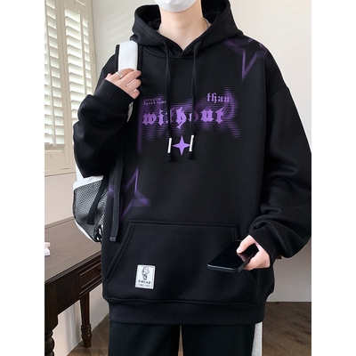 香港撤柜青少年冬季加厚运动套装初高中学生加绒连帽卫衣大童男孩