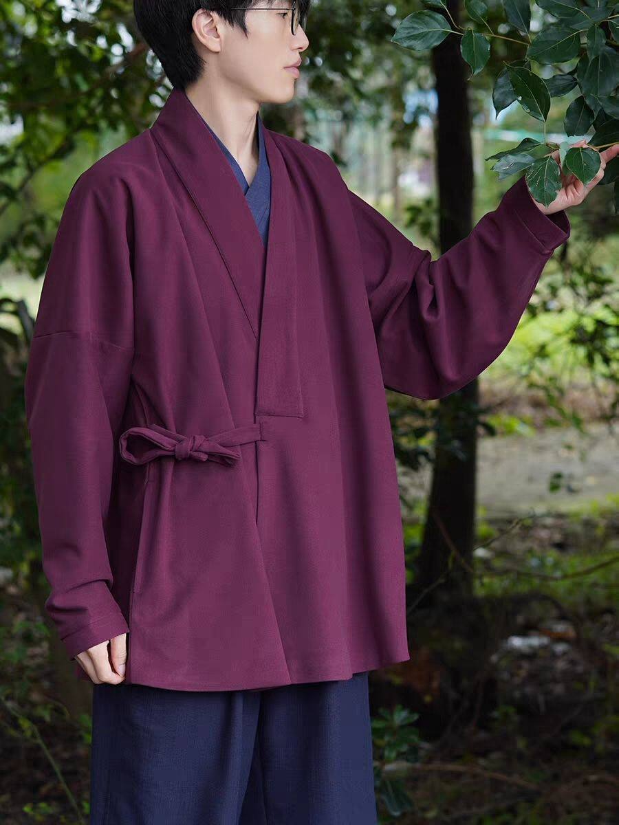 德绒长袖交领系带汉服改良上衣秋冬日常中国风男女新中式休闲大码