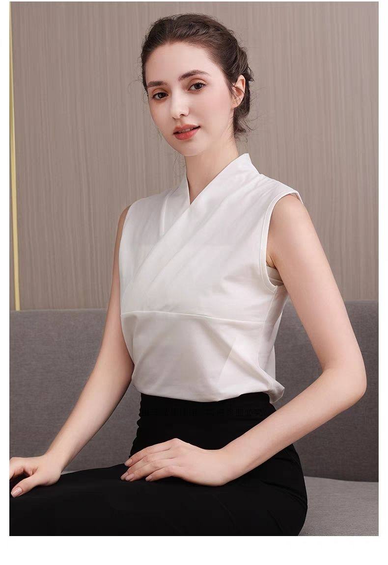 汉服内搭打底内衬无袖交叉领背心白色上衣女夏中式禅服大码300斤