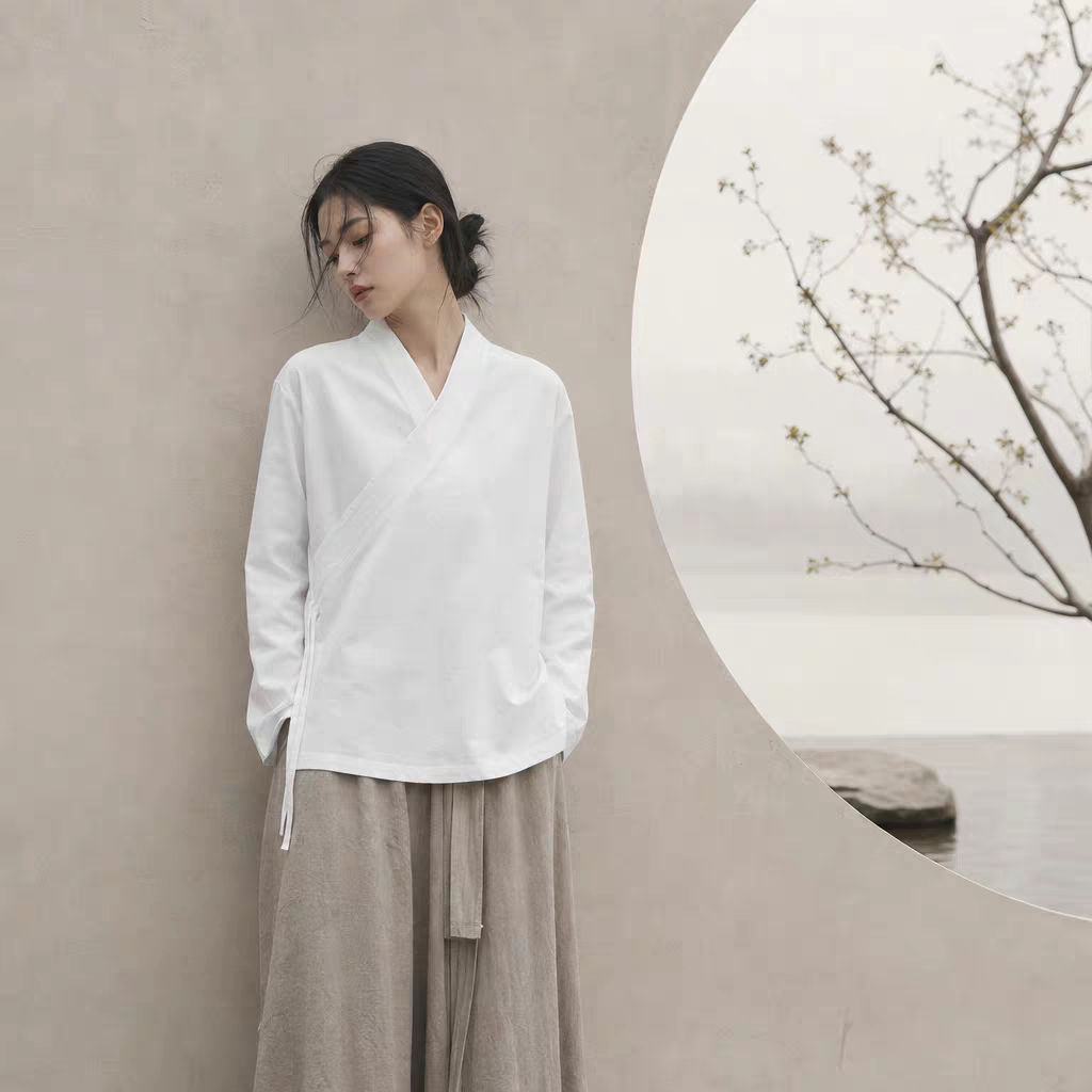 男女装汉服居士服中式上衣德绒秋冬禅服中国风唐装交叉领纯色大码