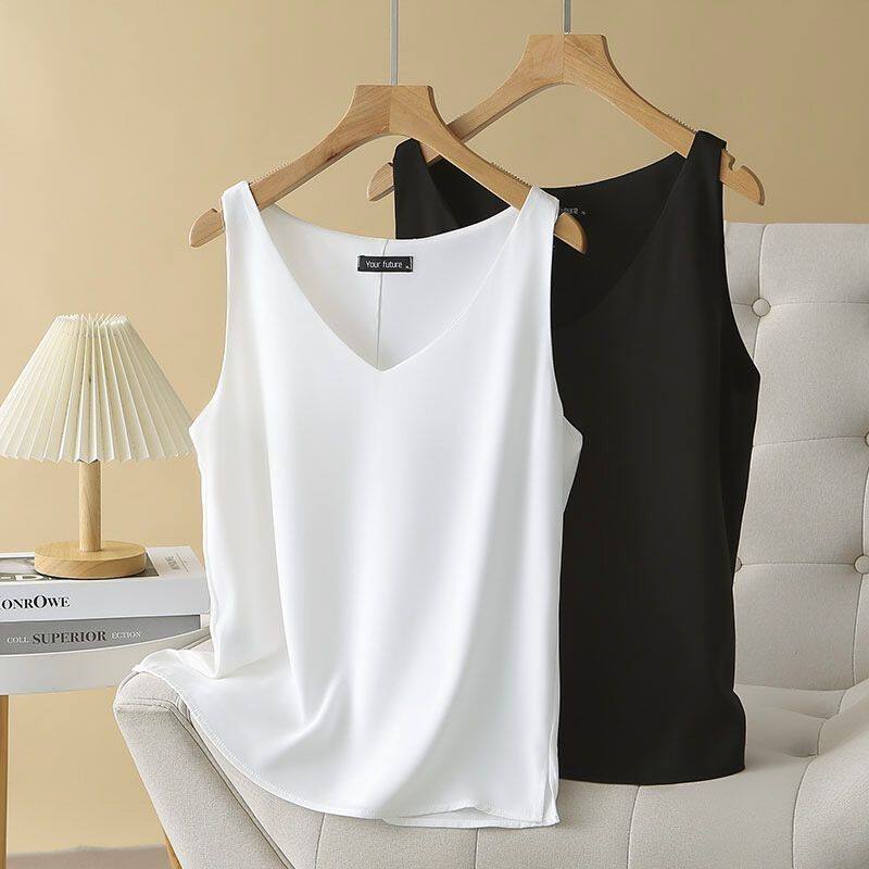 2025背心女夏季新款胖mm大码300斤时尚百搭显瘦v领遮肚子内搭上衣