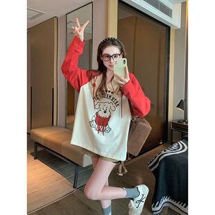 大码300斤胖MM徳绒保暖宽松休闲T恤2025秋冬连帽长袖插肩袖上衣女