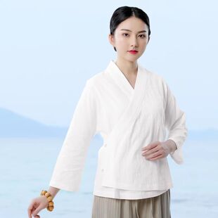 禅修服德绒秋冬上衣改良禅意服右衽汉服文艺中国风长袖大码300斤