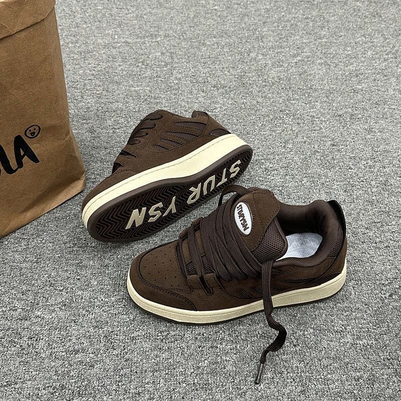 2026春季新款深棕厚底百搭面包鞋ins潮美式小众原创休闲运动板鞋,流行男鞋,休闲板鞋,淘宝优惠券,粉丝福利购,淘宝优惠卷