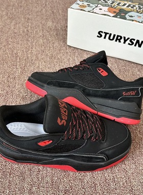 复古黑红色厚底板鞋男鞋ins小众情侣百搭休闲运动鞋2026春季新款