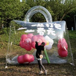 打包春天网红拍照大型透明包市集户外活动展览充闭气显眼包定制