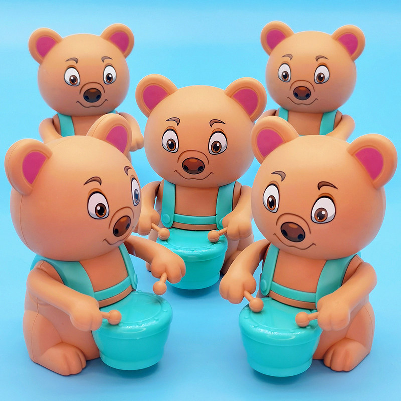 上链弦发条玩具敲鼓小熊仿真动物可爱宝宝启蒙学爬益智互动2-4岁