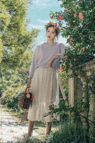 日系上衣纯棉九分袖文艺