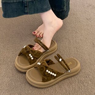 百搭一字拖一脚蹬套脚沙 时尚 品牌清仓厚底凉拖鞋 女夏外穿2025新款