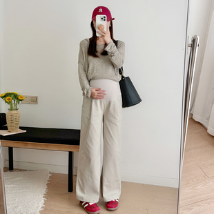 孕妇裤2025秋装新款外穿宽松不勒肚子小个子孕晚期直筒阔腿牛仔裤