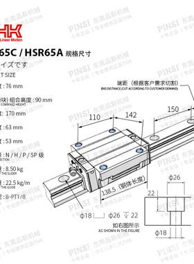 THK HSR65C UU/SS/HSR65A/THK直线导轨滑块/THK滑块HSR65+LHPII