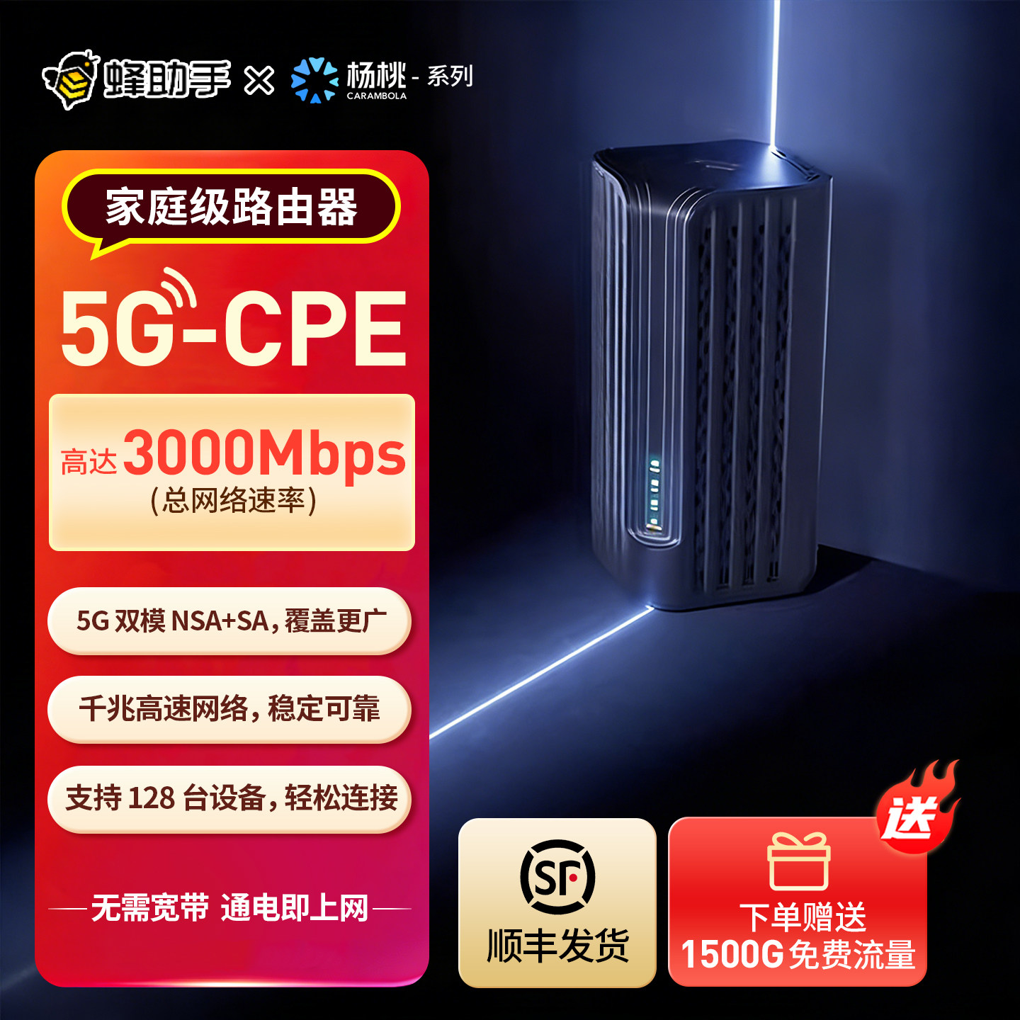 蜂助手5G千兆 RedCap CPE路由器 P5 P2 P1家用无线宽带+WiFi6路由器  2025款上网智能热点办公宿舍网络全网通