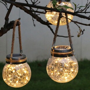 太阳能灯笼别墅庭院装饰花园布置院子阳台户外家用防水裂纹挂树灯