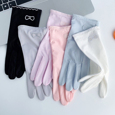 冰丝夏天防晒手套女士防紫外线电动车薄款开车骑车防滑透气短款